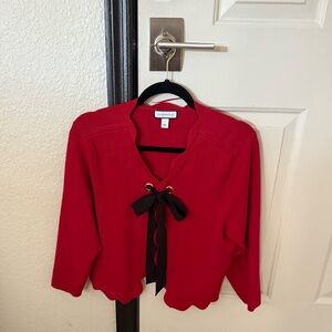 Charter Club Red Cardigan with Black Accents